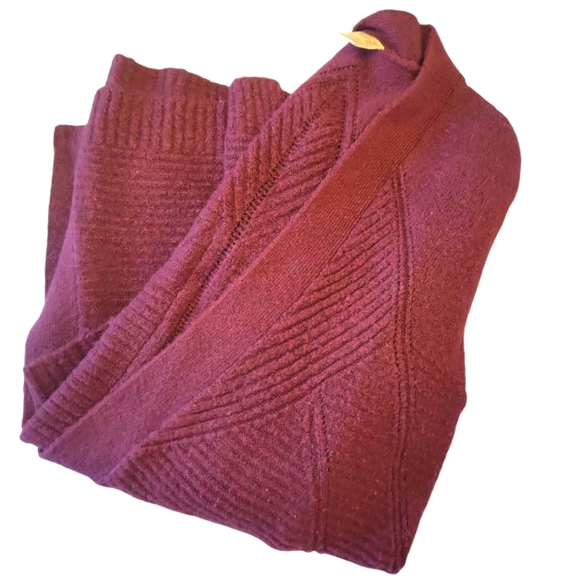 Womens plus 1X Terra & Sky plum autumn color long open front duster cardigan - Picture 8 of 11